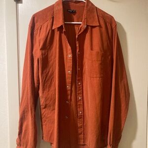Corduroy orange button down shirt